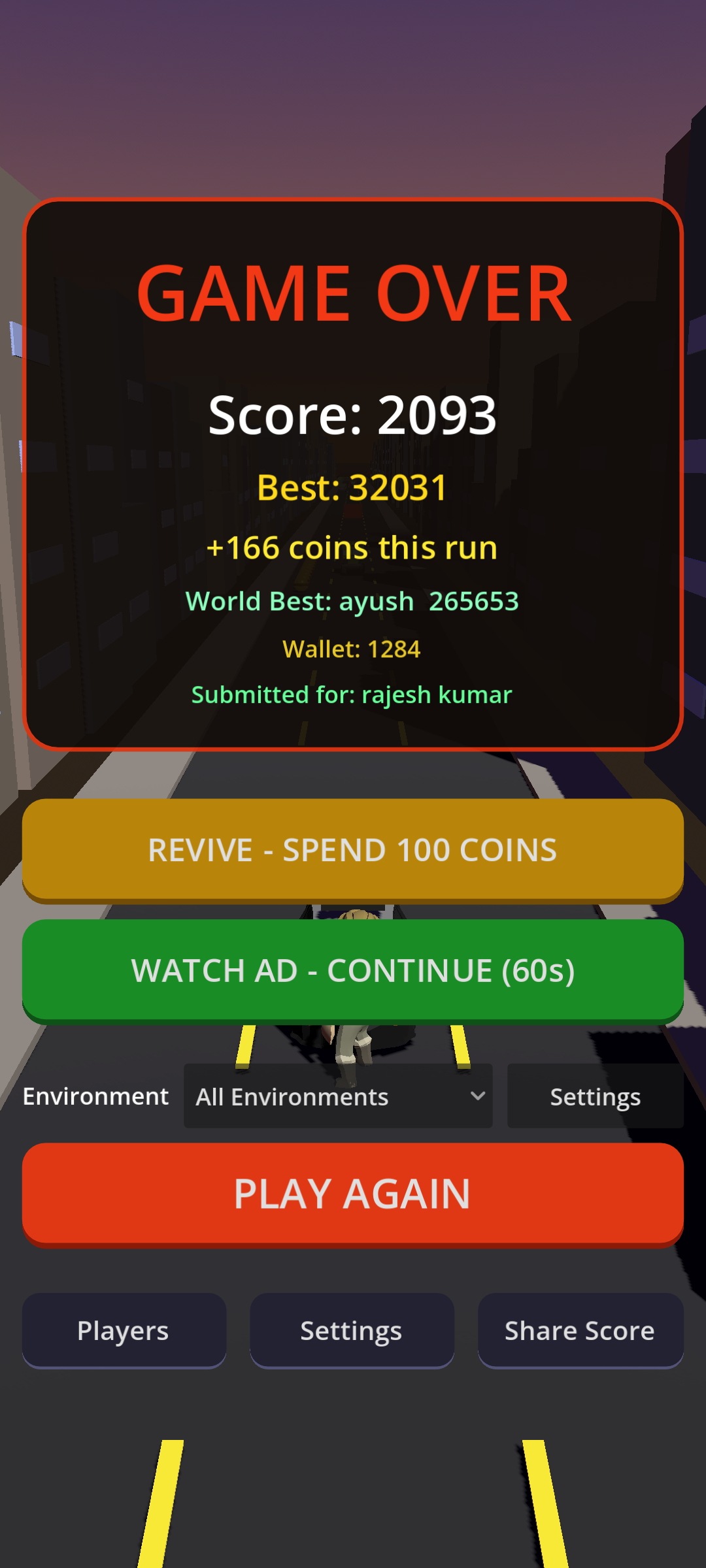 Desi Run Rush environment