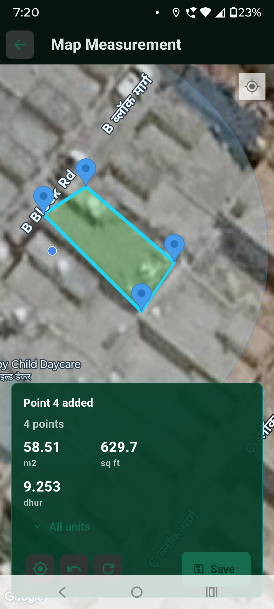 Land Measure Pro GPS screen