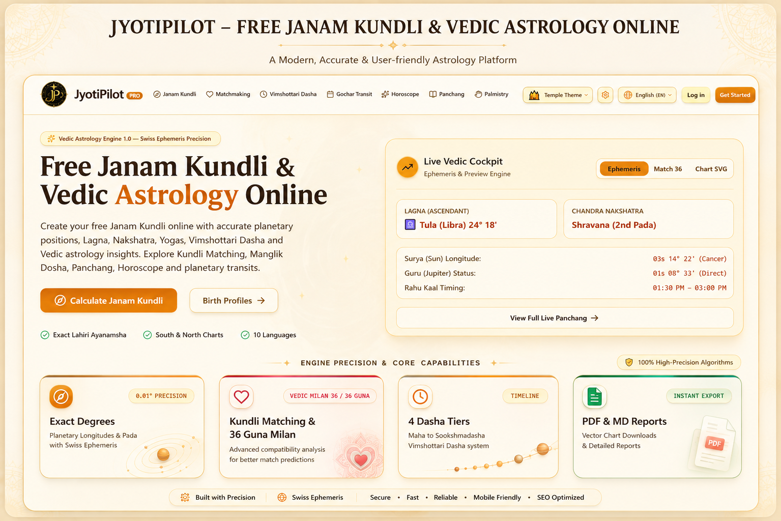 JyotiPilot – Free Janam Kundli & Vedic Astrology Online screenshot by RS Orange Tech