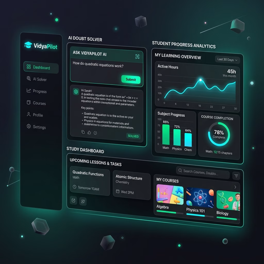 VidyaPilot Web Dashboard UI Mockup